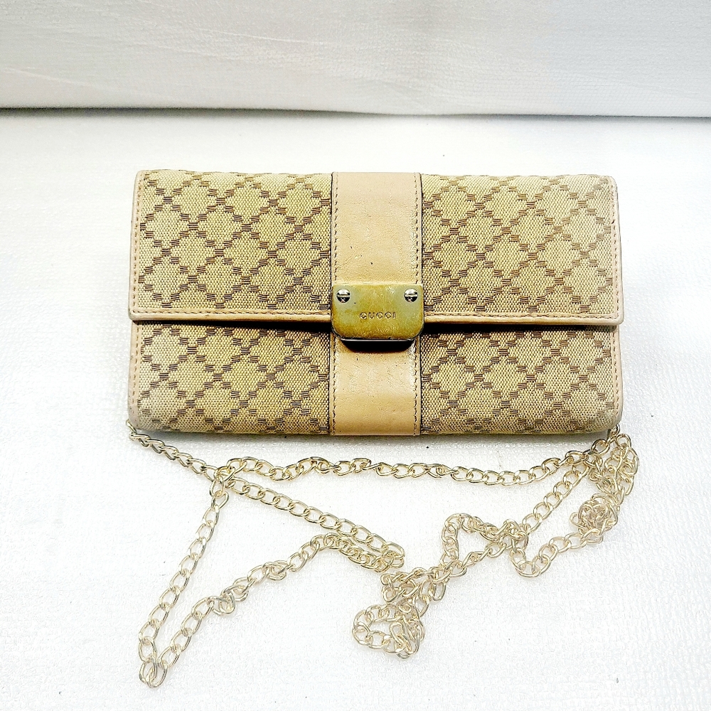 Gucci Canvas Leather Wallet On Chain